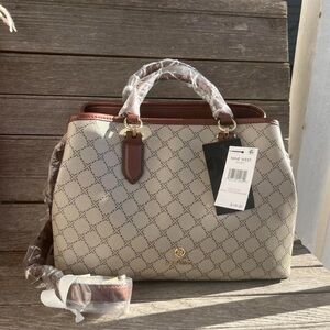Nine West Cream and Brown Satchel